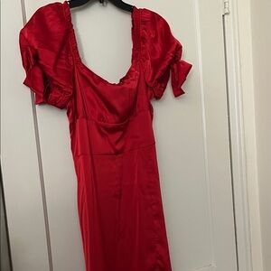 NWT Francesca’s  Red Puff Sleeve Dress size L